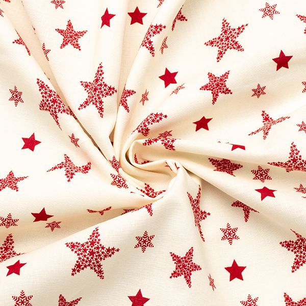 100% Baumwolle Popeline Christmas Stars Creme-Weiss