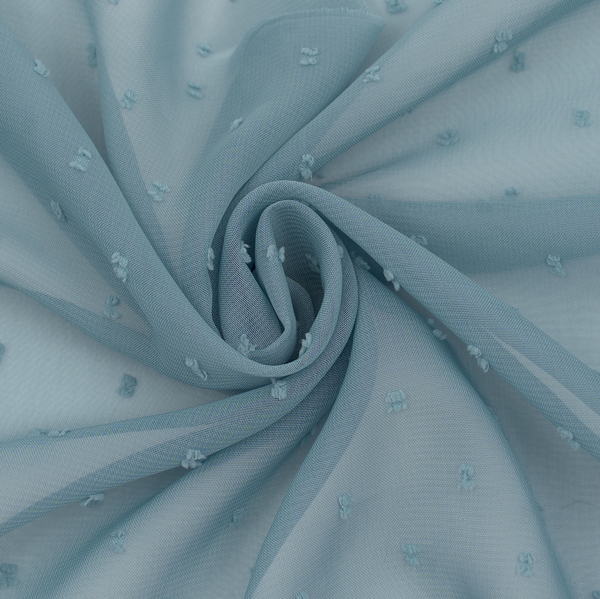 Polyester Chiffon beflockt Dobby Tauben-Blau