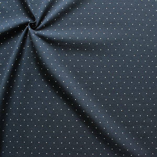 Baumwoll Stretch Jersey Mini Dots Dunkel-Blau