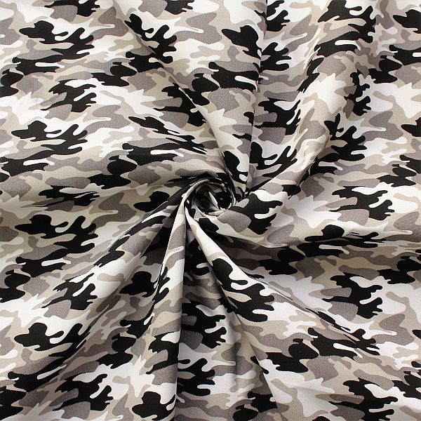 Baumwolle Popeline Camouflage Grau