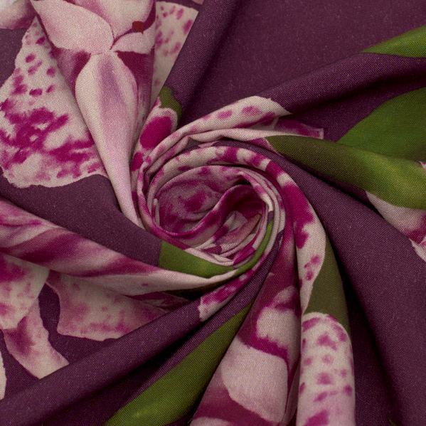 100% Viskose Modestoff Orchideen Violett