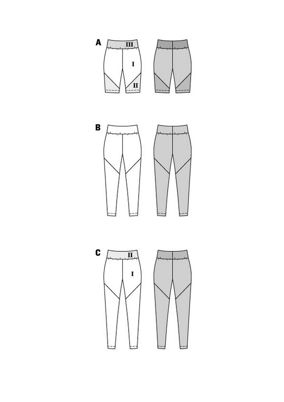 Leggings in verschiedenen Varianten, Gr. 34 - 48, Schnittmuster Burda 5850