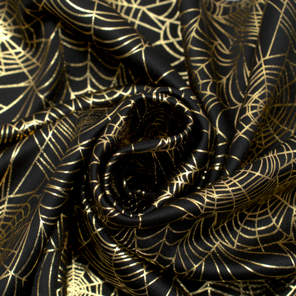 Polyester Jersey mit Foliendruck Spinnennetze Schwarz