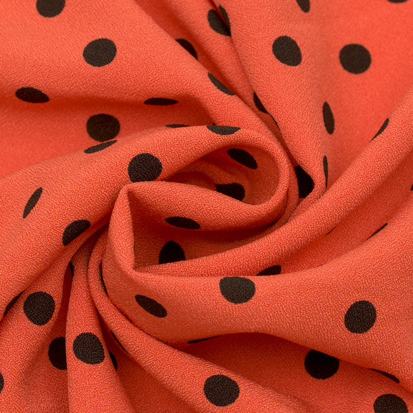 Polyester Crêpe Punkte Klein Orange