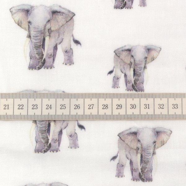 Baumwolle Musselin glatt Elefanten Weiss