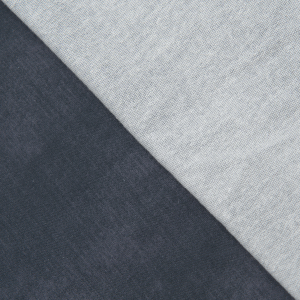 Sweatshirt Baumwollstoff French Terry Jeans Look Dunkel-Grau