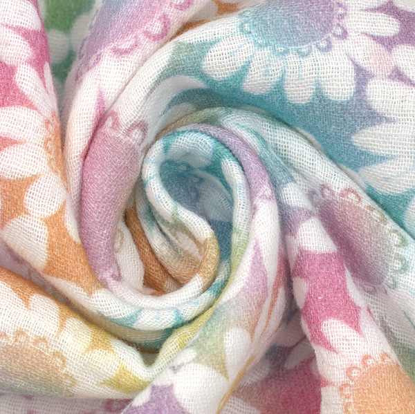 100% Baumwolle Musselin Double Gauze Pastell Blumen Multicolor