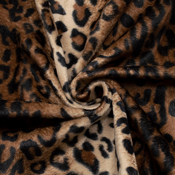 Leopard Tierfellimitat Velboa Braun-Beige