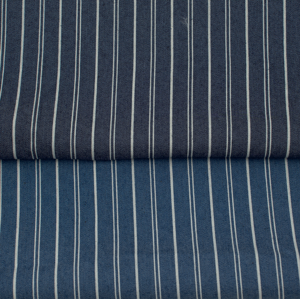 Stretch Denim Jeans Stoff Mixed Stripes Indigo-Blau