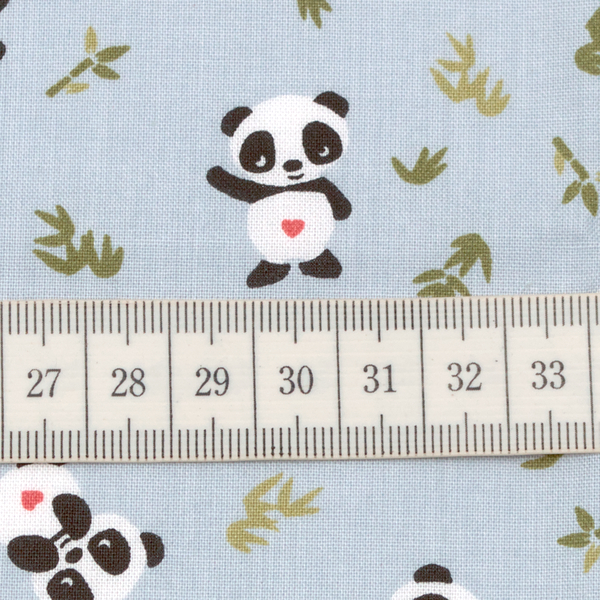 100% Baumwolle Pandas und Bambus Grau-Blau