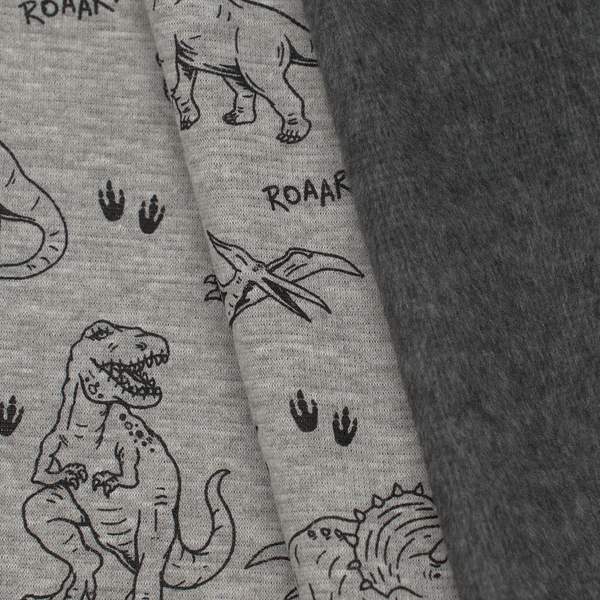 Alpenfleece Sweatshirt Dinosaurier Mix Hell-Grau meliert