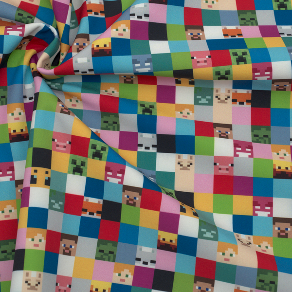 Softshell Fleece Stoff Würfel Puzzlespiel Multicolor
