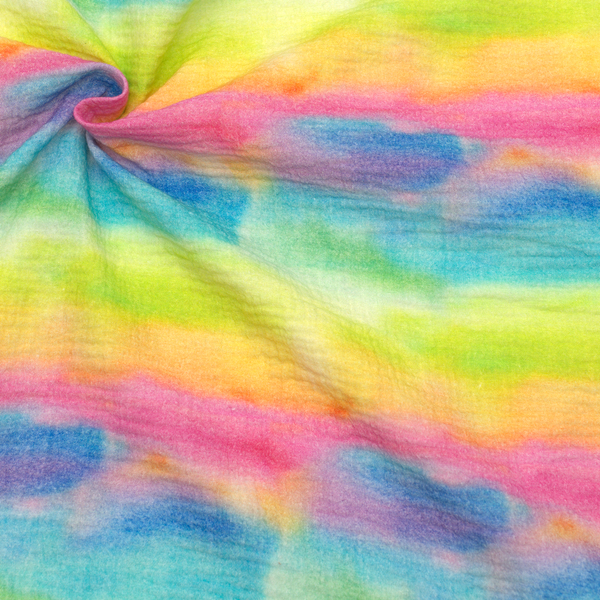 100% Baumwolle Musselin Double Gauze Batik Regenbogen Multicolor