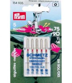 Prym Sortiment Spezial Nähmaschinennadeln mit Flachkolben Sticken No. 75-90