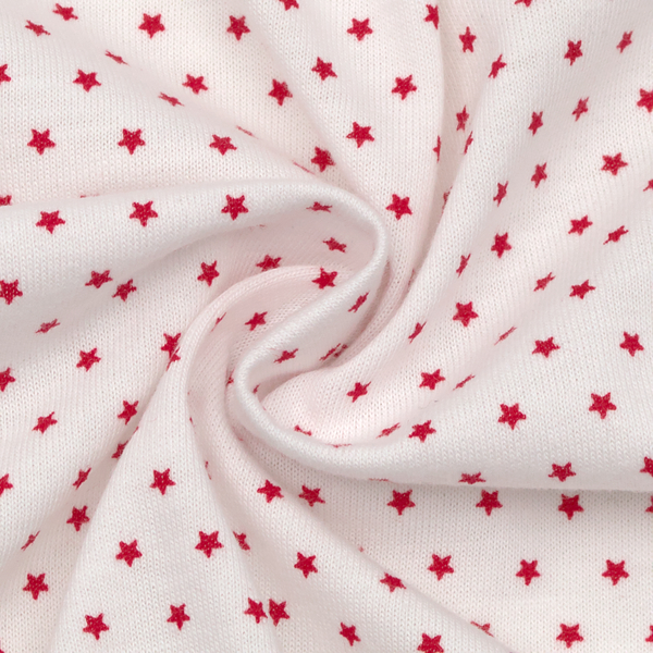 100% Baumwolle Jersey Sterne mini Weiss-Rot