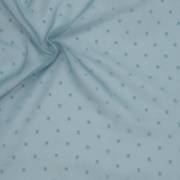 Polyester Chiffon beflockt Dobby Tauben-Blau