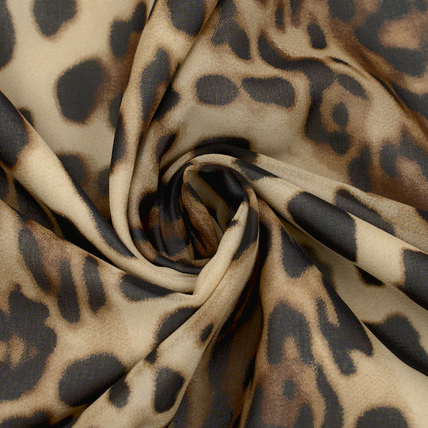 Polyester Chiffon Leopard Print Beige