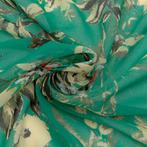 Polyester Chiffon Blumen-Mix Grün