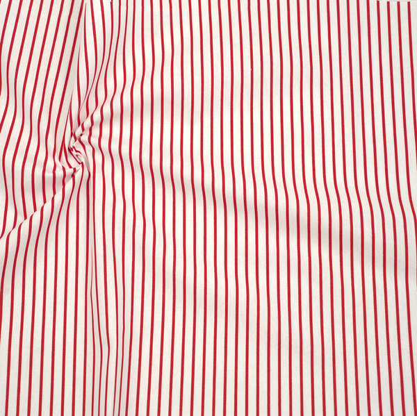 100% Baumwolle Popeline Streifen Weiss-Rot