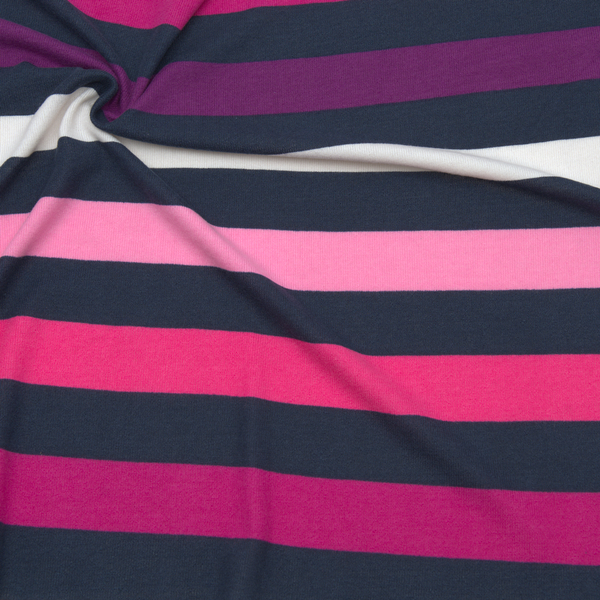 Feinstrick Jersey Stripes Blau-Pink