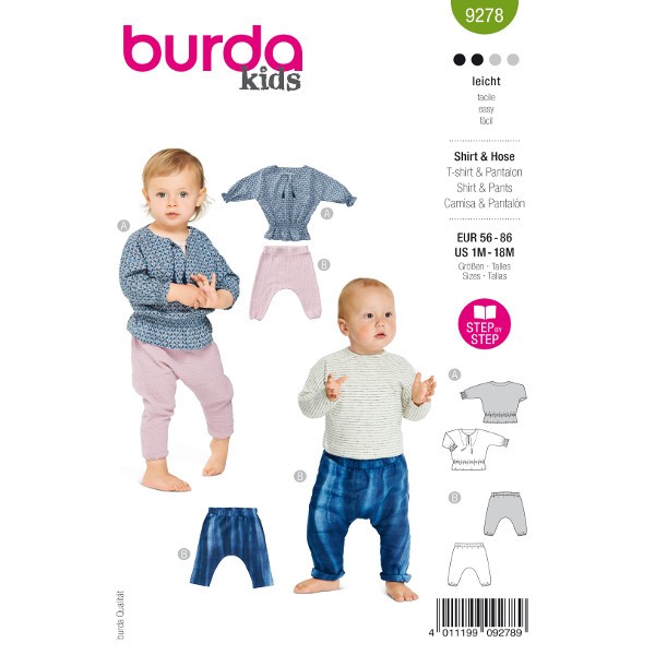 Shirt und Hose für Kinder, Gr. 56 - 86 Schnittmuster Burda 9278