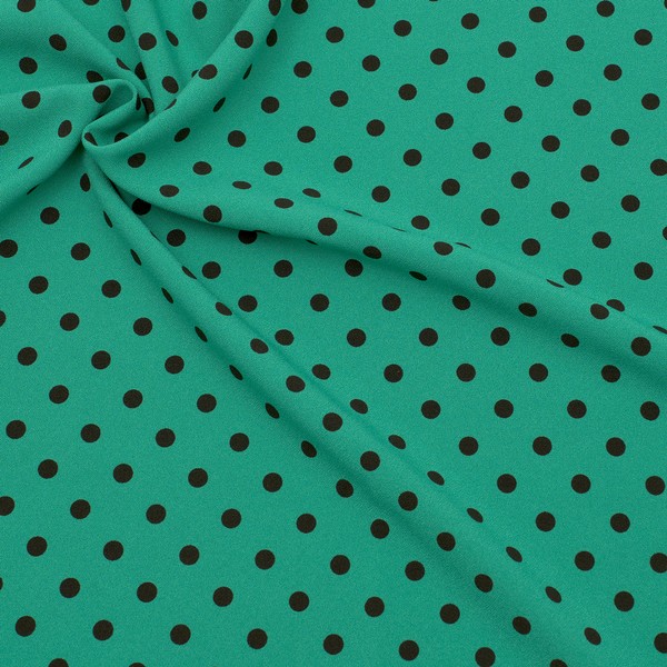 Polyester Crêpe Punkte Klein Grün