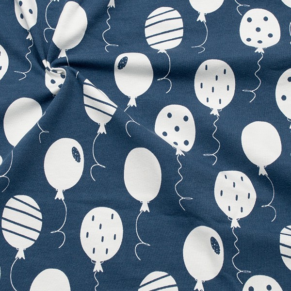 Baumwoll Stretch Jersey Luftballons Blau