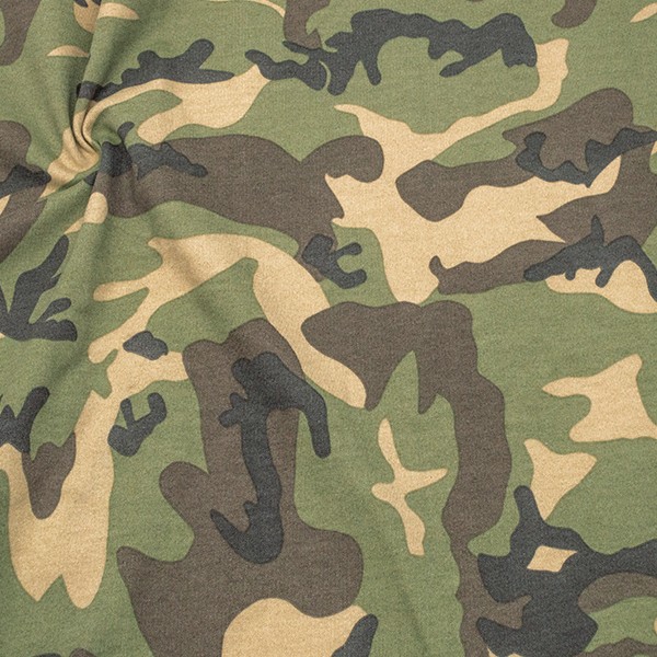 Sweatshirt Baumwollstoff French Terry Vintage Camouflage Oliv-Grün