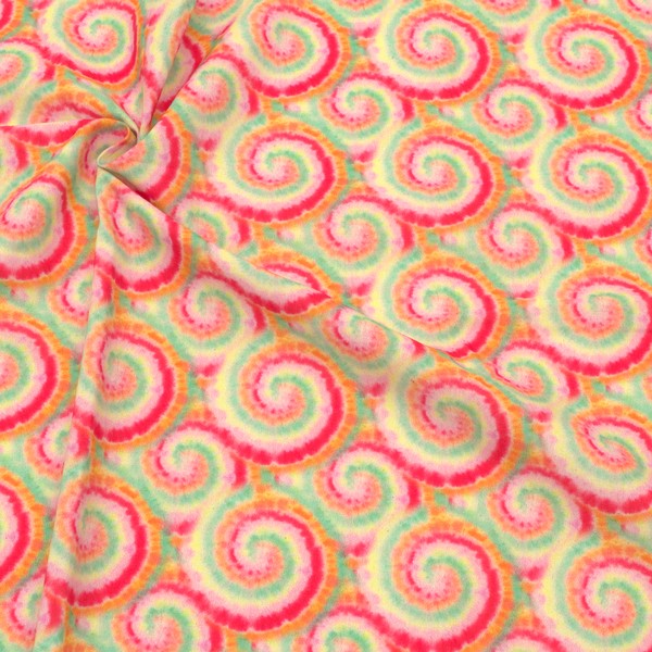 Baumwollstoff Popeline Batik Spiralen Multicolor