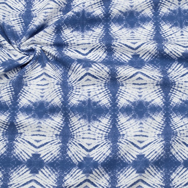 Sweatshirt Baumwollstoff French Terry Batik Art Blau