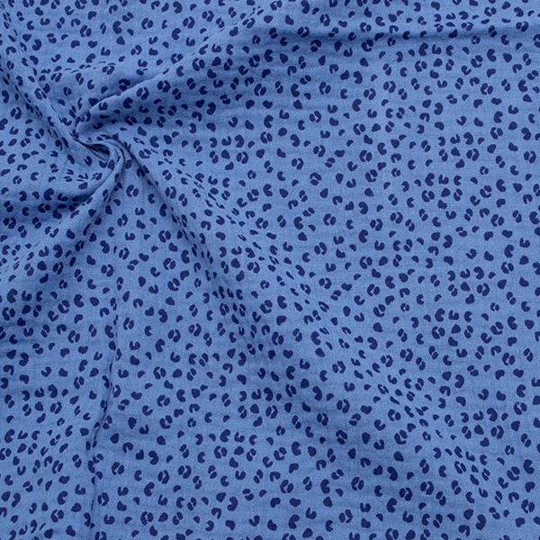  Baumwollstoff Musselin Double Gauze Mini Leoparden Dots Blau
