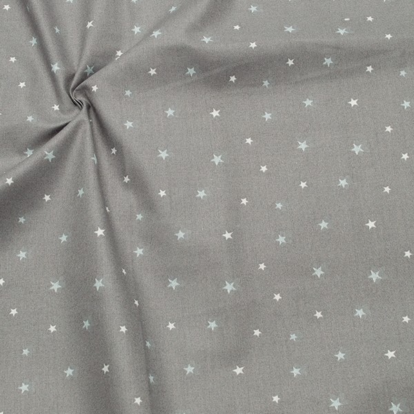 Baumwolle Popeline Sterne klein Dunkel-Grau