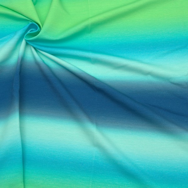 Sweatshirt Baumwollstoff French Terry "Farbverlauf" Farbe Blau-Grün