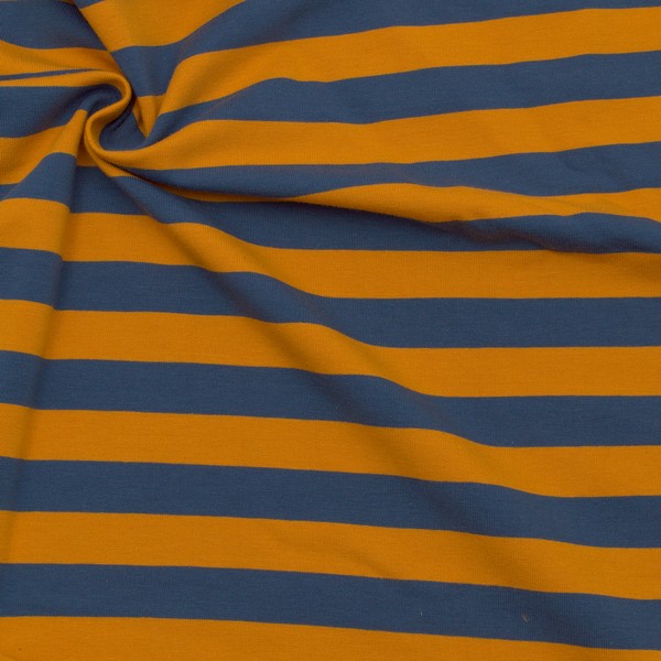 Sweatshirt Baumwollstoff French Terry Blockstreifen Gelb-Blau
