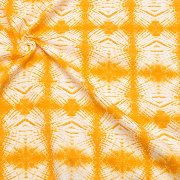 Sweatshirt Baumwollstoff French Terry Batik Art Gelb