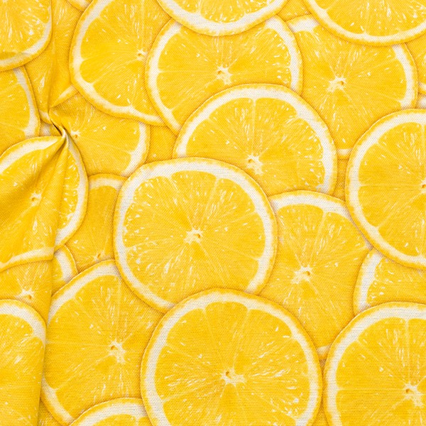 Dekostoff Zitronen Weiss Gelb