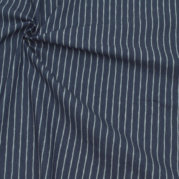 Stretch Denim Jeans Stoff Stripes Indigo-Blau