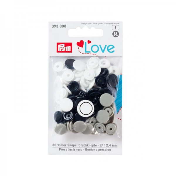 Prym Love 30 Stück Color Snaps Kunststoff Durchmesser 12,4mm marine/grau/weiß