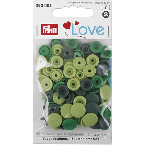 Prym Love 30 Stück Color, Color Snaps Kunststoff  Durchmesser 12,4mm grün