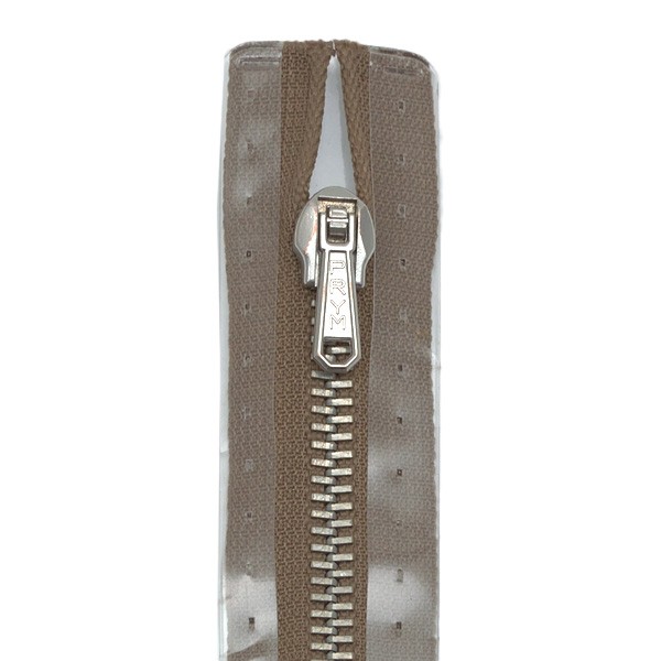 Metall Reißverschluss M2 Typ 10 unteilbar 14 cm silber-farbig - Farbe 884 Grau-Braun