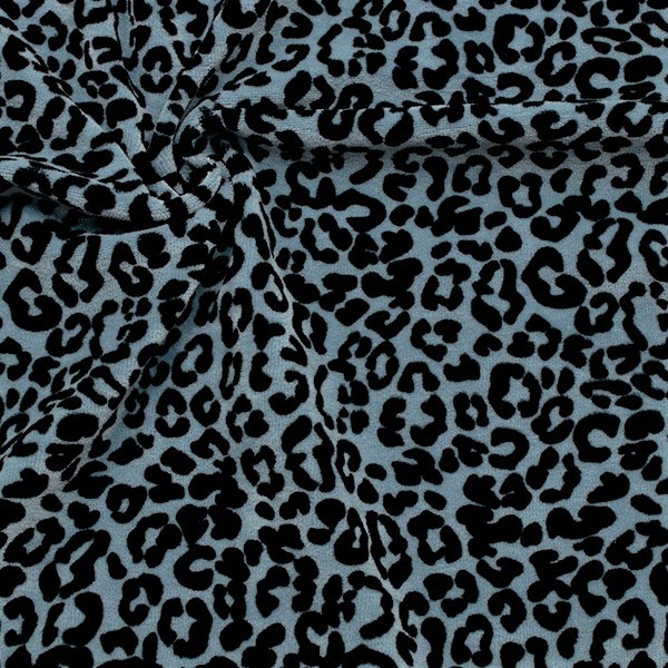 Nicki Baumwollstoff Leopard Look Blau