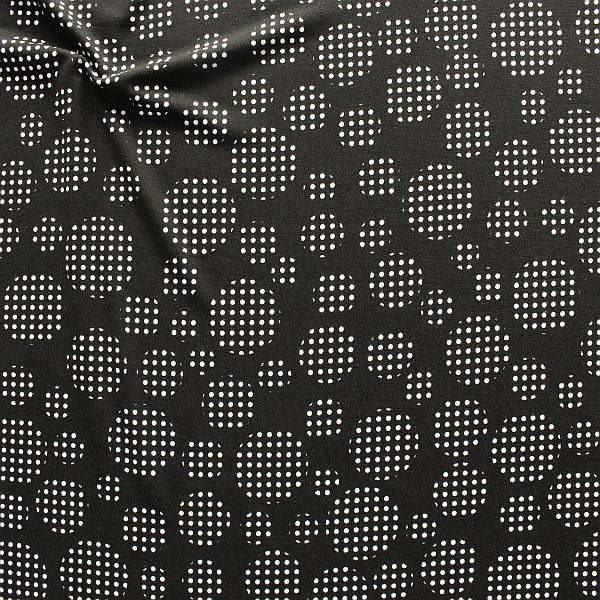 3,50 Meter - Viskose Stretch Jersey "Dots in Dots" Farbe Schwarz-Weiss