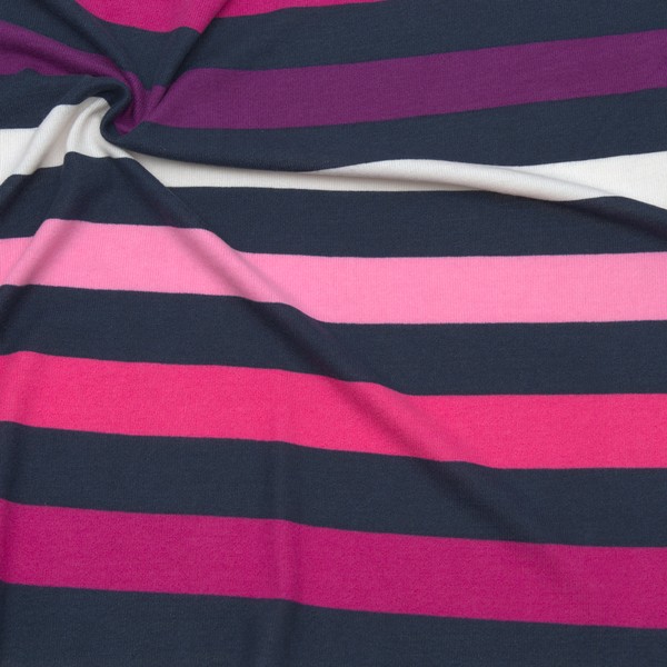 Feinstrick Jersey Stripes Blau-Pink