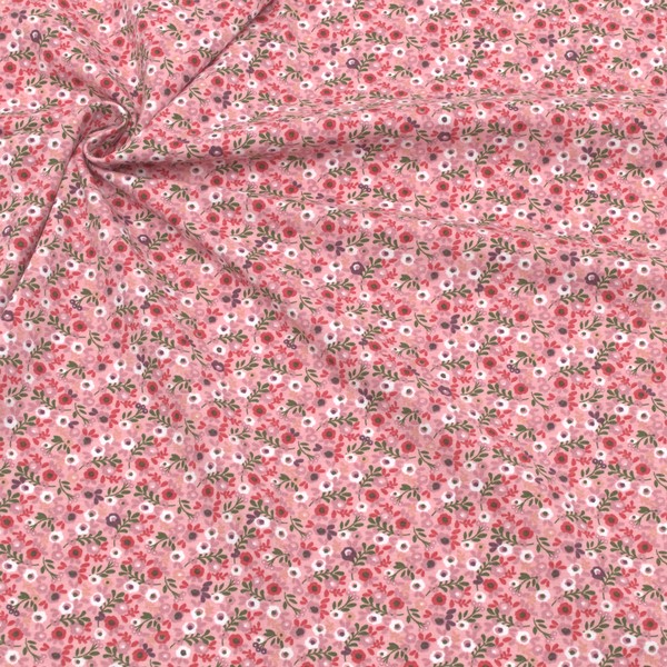Baumwoll Stretch Jersey Small Flowers Alt-Rosé
