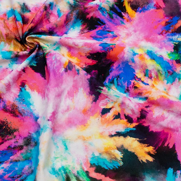 Bi-Stretch Jersey Yoga Stoff Color Explosion Multicolor