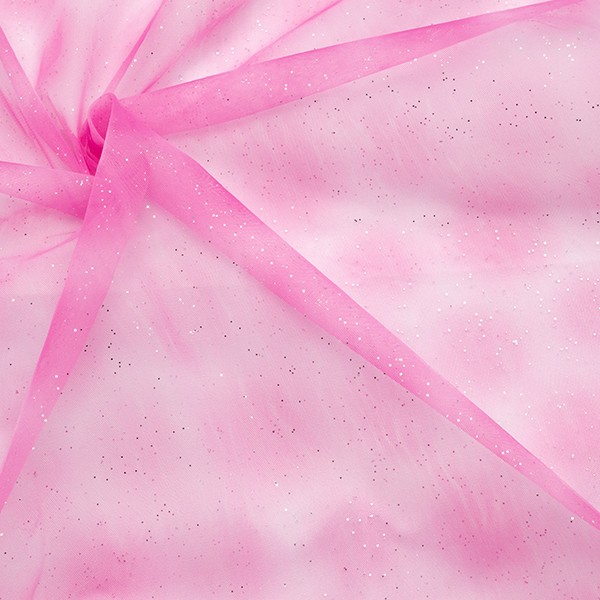 Soft Tüll Stoff Glitzer Regenbogen Pink