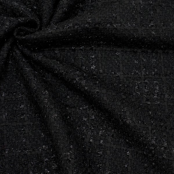Jacquard Modestoff Lurex Tweed Schwarz