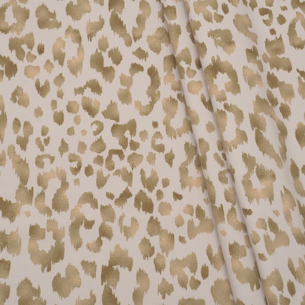 Softshell Fleece Stoff Leopard Beige