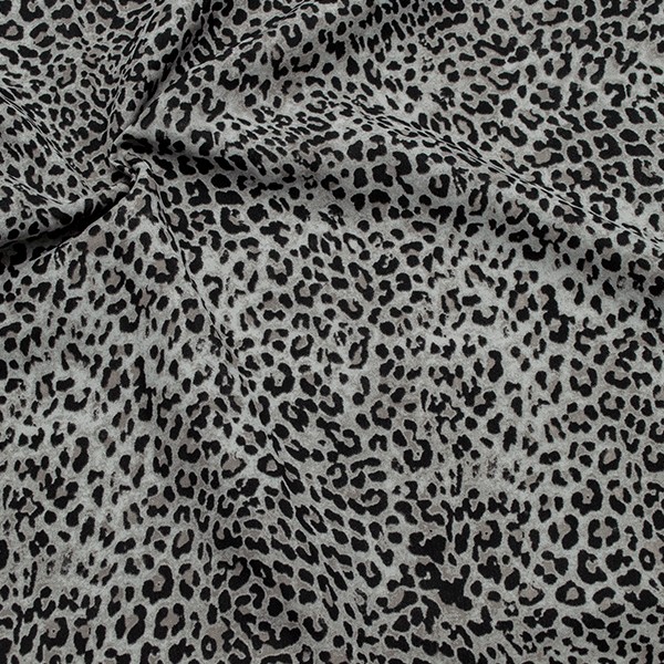 Polyester Crêpe Georgette Leopard Grau