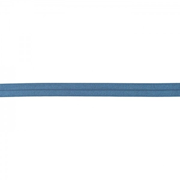 Elastisches Einfassband glänzend Farbe Jeans-Blau